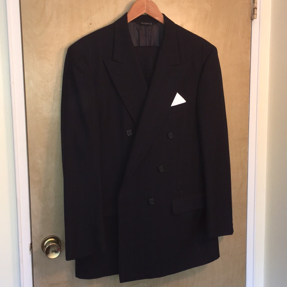 Burberry’s men’s blue stripe double breasted suit